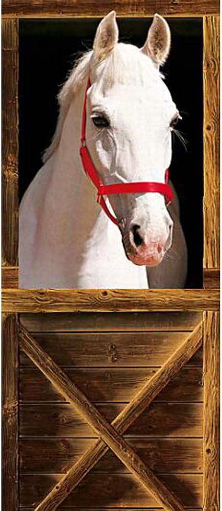 KI67PL White Horse Picture 3D Wall Murals Wall Stickers Door Sticker Wallpaper Decals Home Decoration July051Door sticker-77x200cm