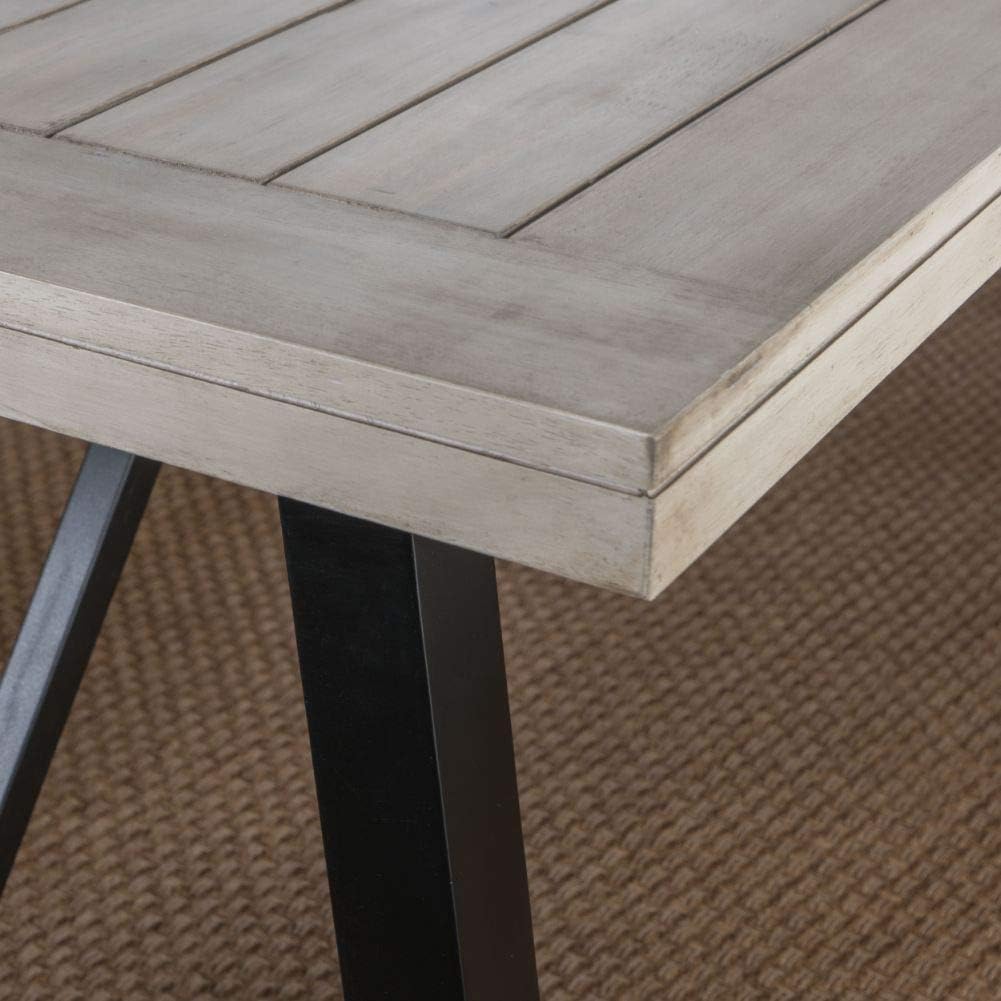 Christopher Knight Home Borocay Outdoor Acacia Wood Dining Table, Light Grey Wash Pu / Pu/Black : Garden & Outdoor