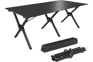 Outsunny 4ft Folding Camping Table, Waterproof Picnic Table with Roll Up Top and Metal Frame, Portable for Garden, Park, BBQ,