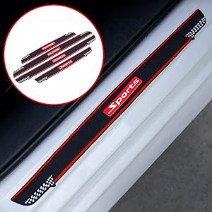ZaCoo Car Door Sill Protectors Door Sill Scuff Plate Guard Universal PVC Soft Rubber Material 3D Sports Style Door Entry Trim Strip