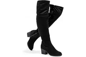 katliu Women's Thigh High Boots Sexy Stacked Block Heel Boots Over the Knee