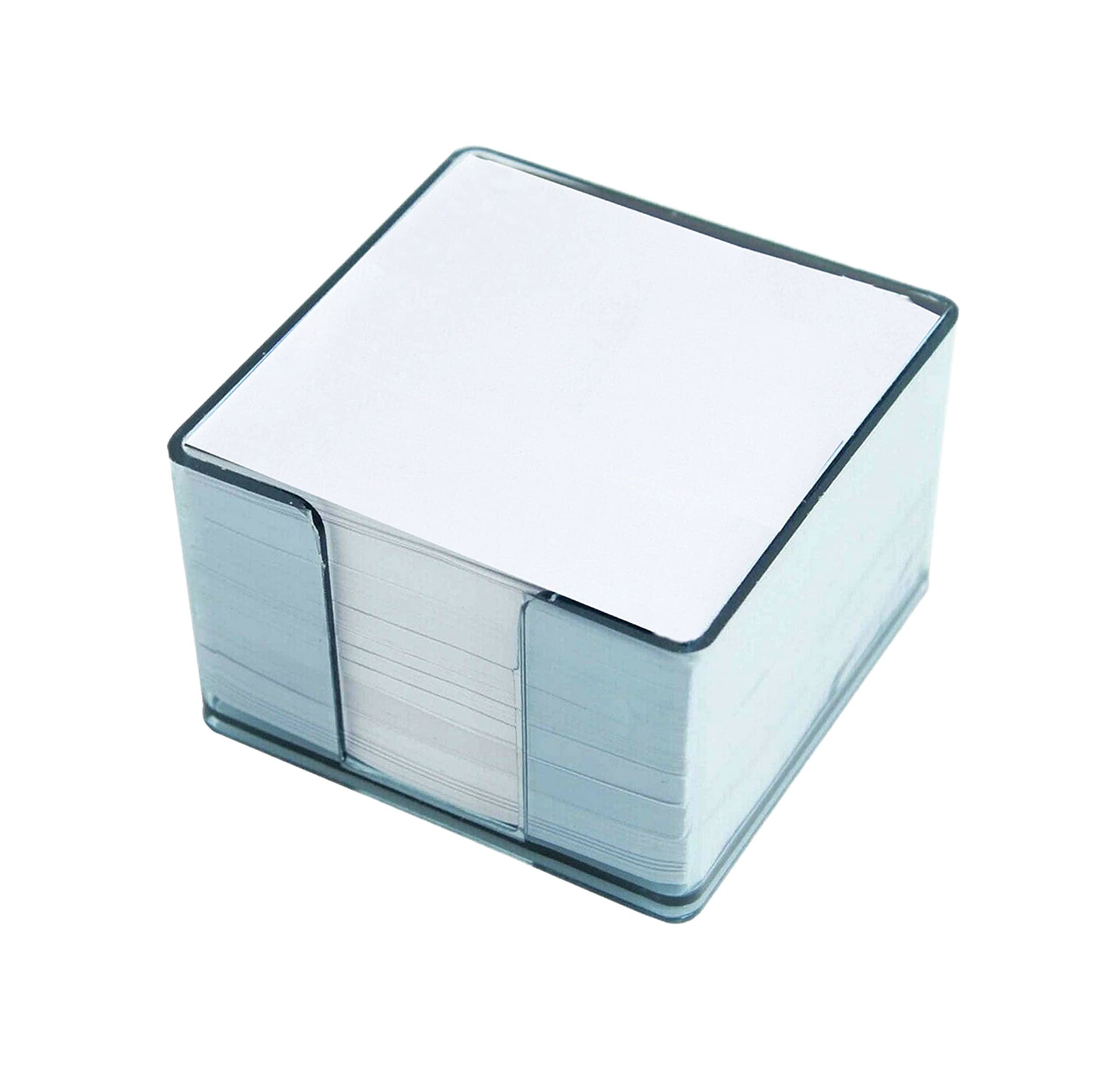 Vsorce4u 400 x Sheet with Plastic Memo Block - 80 x 80 x 50mm Plain White Paper Sheets, Memo Jotter Block Notes with Plastic Cube Holder
