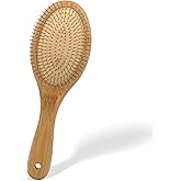 Bamboo Hair Brush, with Metal Bristles - Anti-Static, for Smoothing & Massage & Detangling, for All Hair Type, Men, Women