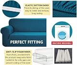 SAMSTEX 2 Seater Teal Stretch Sofa Cover 1-Piece Slipcover view 5