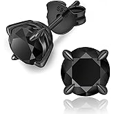 KRKC Black Moissanite Stud Earrings for Men, D Color VVS1 Clarity, Lab Created Diamond Earrings, Vermeil 925 Sterling Silver Hypoallergenic 14K Black Gold Friction Back Earrings Jewelry for Men Women Gift