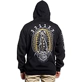 Sullen Men's Patron Saint Ultra Heavy Tattoo Lifestyle Graphic Long Sleeve Pullover Hooded Fleece Sweatshirt Black