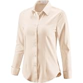 EOUOSS Button Down Shirts for Women Dress Shirts Long Sleeve Stretch Wrinkle Free Work Solid Casual Office Blouses Top