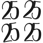 Black Glitter 25 Cut-Out Numbers, 25th Birthday Party Anniversary Decorations DIY Essentials