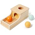 Busy edition Montessori Toys Object Permanence Box Soft Sound Wooden Color Baby Ball Drop Play for 6 Month 1 2 3 Year Old Toddlers Infant Early Age Toy