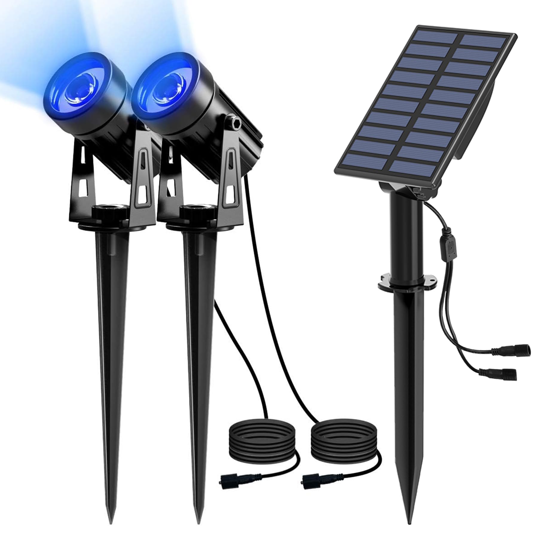 NATPOW Led Solar Spot Lights, Outddor Lights Solar Powered Dusk-to-Dawn, IP65 Waterproof Outdoor Landscape Light, Auto On/Off Stake Light for Garden,Patio,Driveway,Pond,Deck(Blue) — image 1