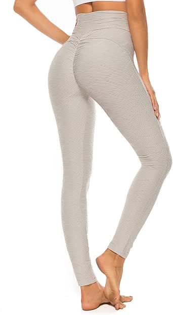 FITTOO Women's Butt Scrunch Yoga Pants Ruched High Waist Workout Leggings Textured Push up 