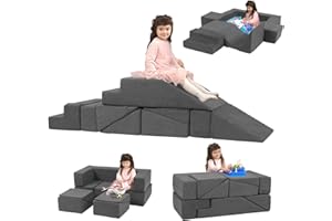 GudoInsole Kids Play Couch Foam Climbing Blocks for Toddlers Sofa Convertible Climbing Toy for Creative Child Girls and Boys Climber Playroom Furniture (Dark Grey)