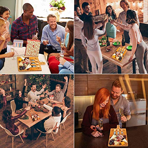 Bamboo Cheese Board and Knife Set 16x8" Charcuterie Board with Cutlery Storage