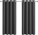 Aspire Homeware Blackout Curtains 66x54 Grey Eyelet Ring Top Pair