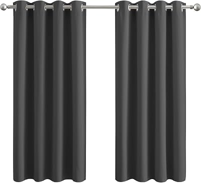 Aspire Homeware Blackout Curtains 66x54 Grey Eyelet Ring Top Pair