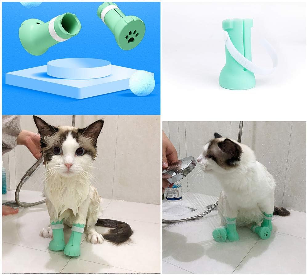 Amazon Thain 猫 手袋 猫引っかき防止 猫用カバー 猫靴 猫手袋 足ブーツ 保護カバー お風呂 耳掃除 目薬 投薬 サイズ調整可能 収納ケース付き 4個セット Thain ネイルケア 通販