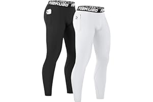 Poekuao Compression Pants for Men with Pockets Running Leggings Workout Tights Base Layer for Athletic Gym Basketball