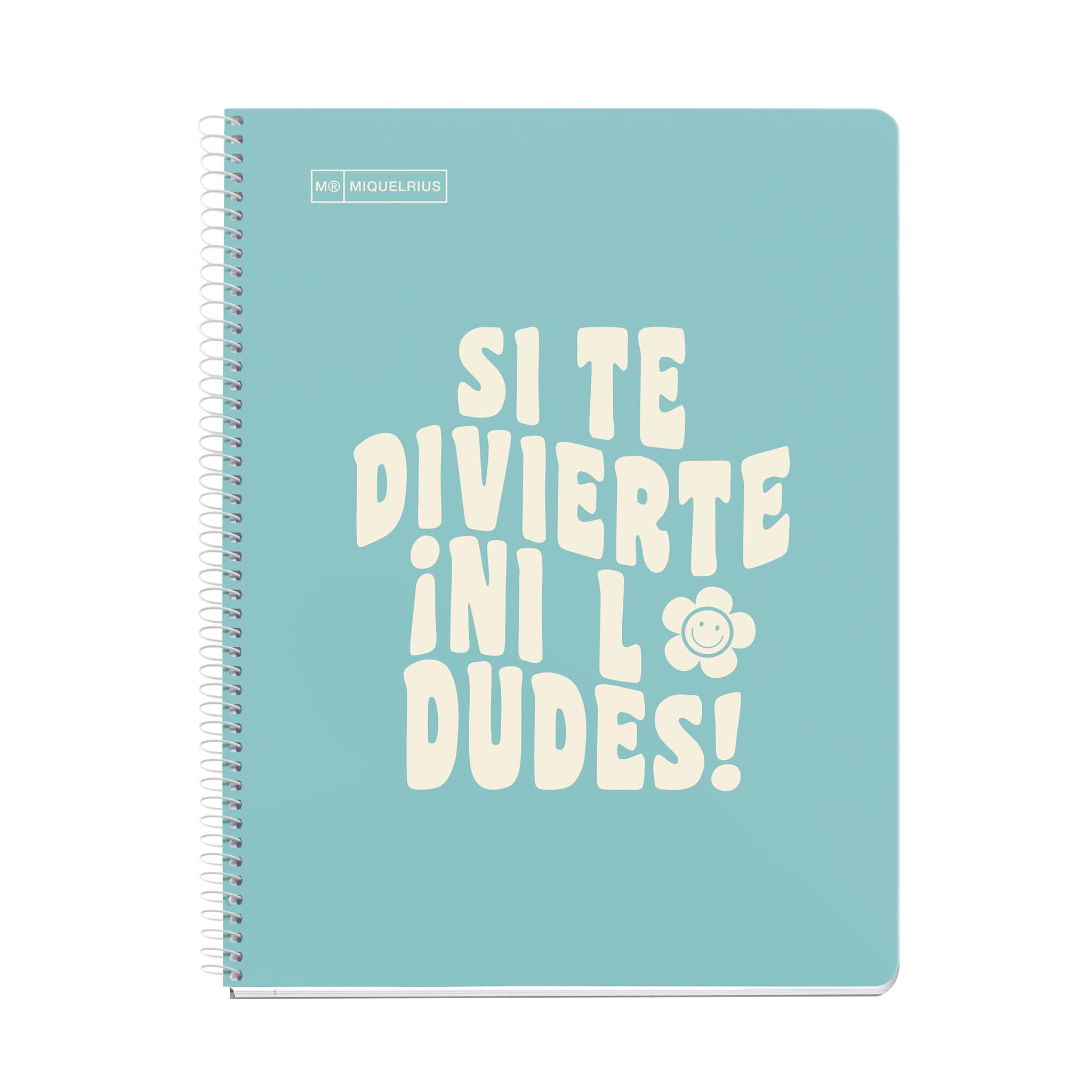 Miquelrius - Message Notebook 1 Colour Strip A4 80 Sheets 7mm Horizontal Lines 90g Paper 4 Holes Hard Card Cover Light Blue