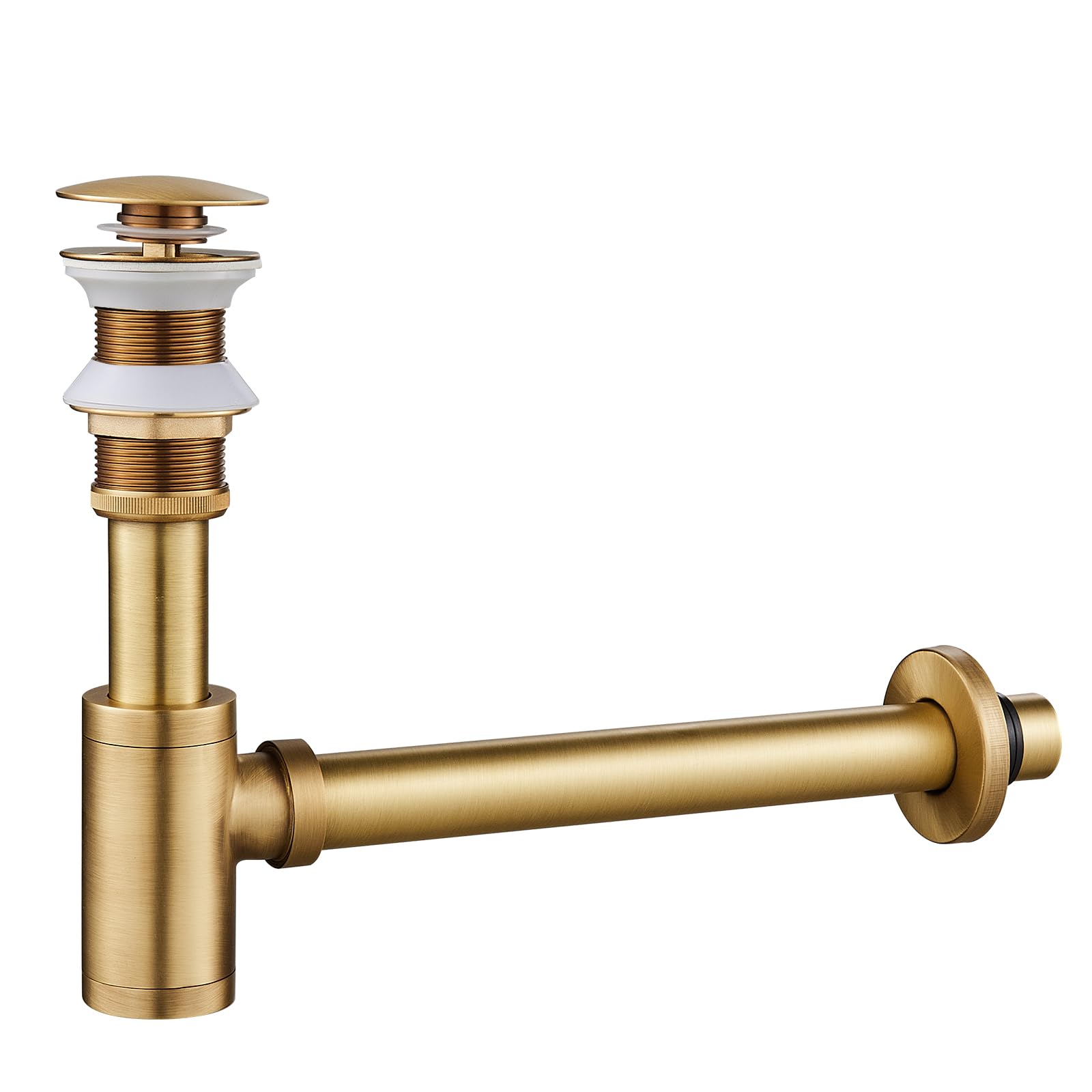 KEOKBON Bottle Trap 1 1/4 no Overflow, Round Decorative Adjustable Basin Sink Waste Traps Plumbing Drain Tube for Bathroom Sink Basin Vessel, Antique Bronze Basin Sink Waste Pop Up Drain