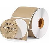 MUNBYN 2 Inch Brown Circle Thermal Sticker Labels, Self-Adhesive Round Direct Thermal Labels for Logo Design, QR Code, 750 Sheets/1 Roll