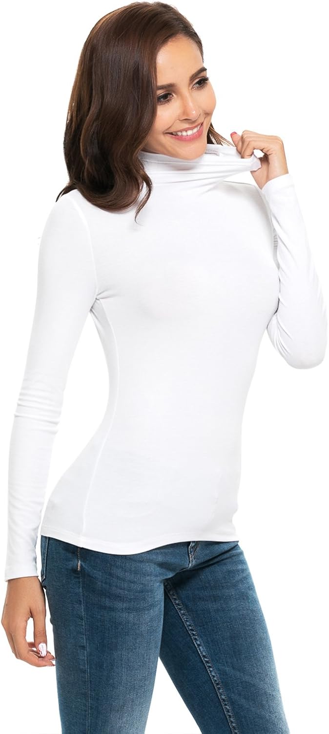 Womens Long Sleeve Mock Turtleneck Stretch Fitted Underscrubs Layer Tee Tops at  Women’s Clothing store