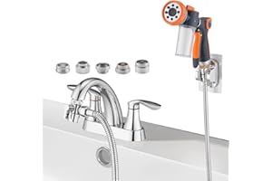 ULTRIMKIT Dog Pup Shampoo Dispenser Jet Attachment to Bathroom, Bathtub, Kitchen& Laundr Faucet with 4ft Hose, 8-Setting Pet Wash Cleaning Sprayer Bath, Adhesive Shower Holder, Indoor