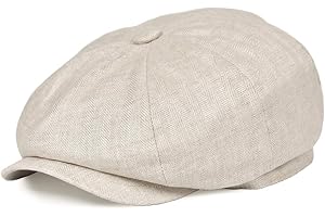 BOTVELA Men's Linen Newsboy Cap Herringbone Breathable Summer Hat