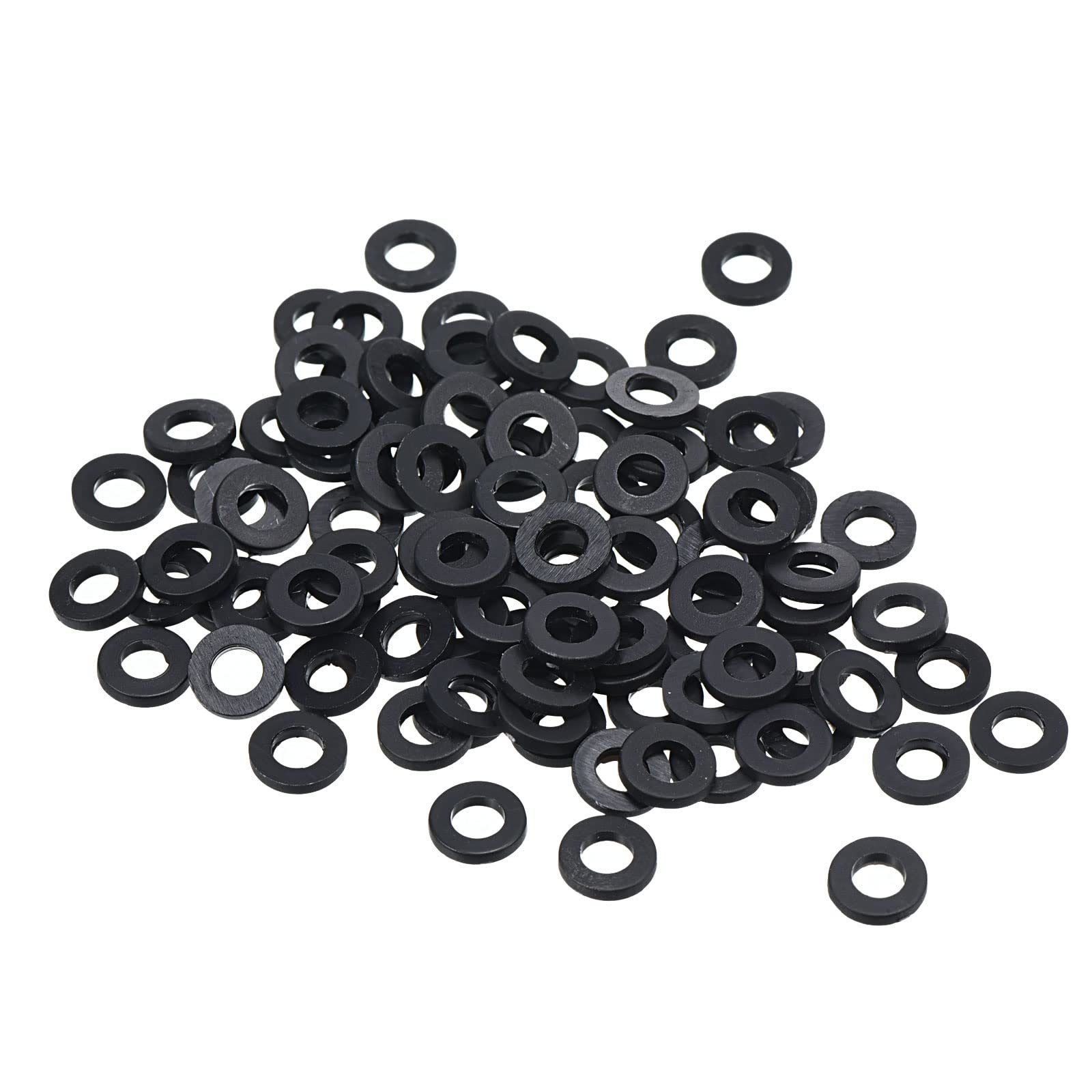 PATIKIL M3 Nylon Flat Washer, 100 Pack 3mm ID 6mm OD 1mm Thick Sealing Spacer Gasket Ring for Faucet Pipe Water Hose Fastener Bolt, Black