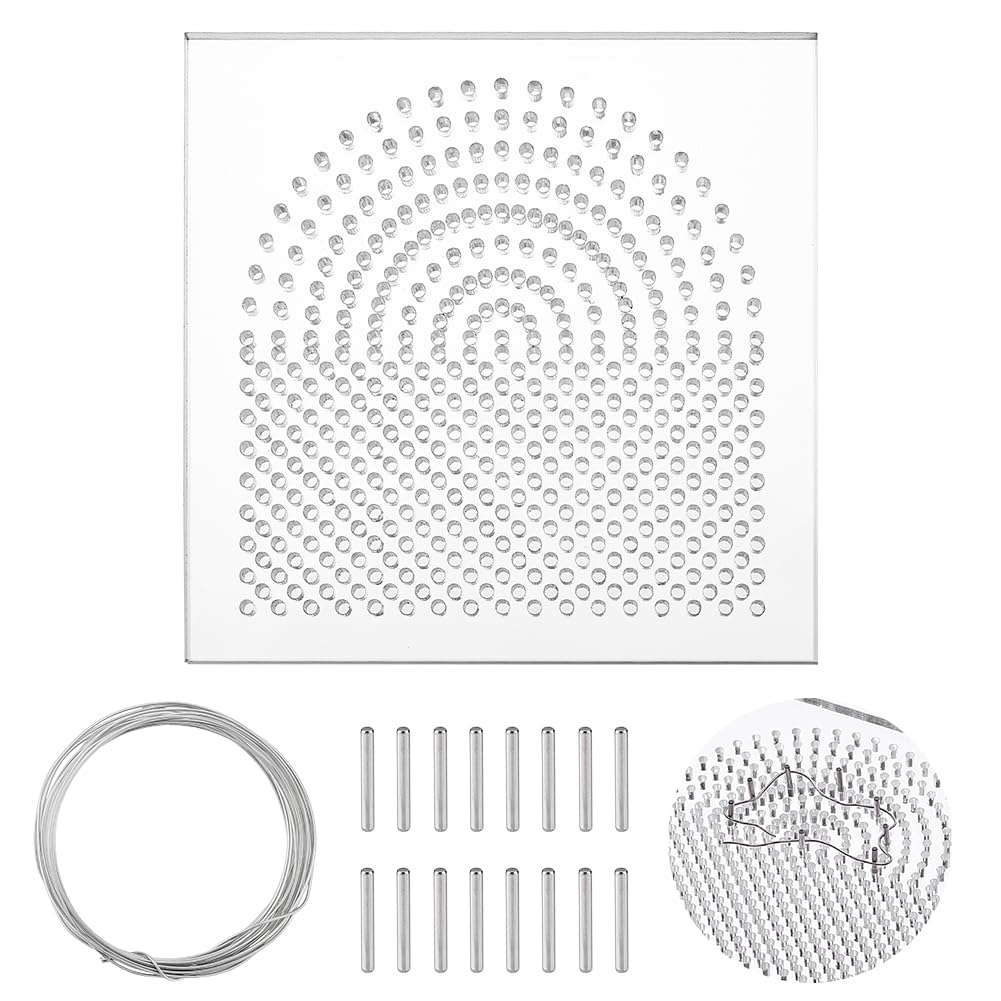 UNICRAFTALE 10x10cm 1 Set Wire Bending Jig Wire Elements Square Acrylic Thread Winding Boards Floss Organizer with Metal pegs for Jewelry Making Tools and Wire Wrapping Supplies