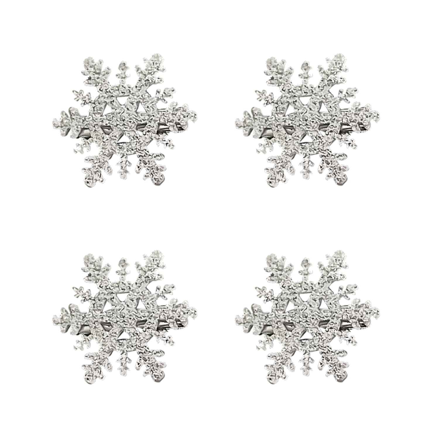 HAICN 4Pieces Snowflake Hair Clips Silver Glitter Snowflake Bobby Pins Xmas Hair Barrettes Party Favor for Women Girls Hair Accessories