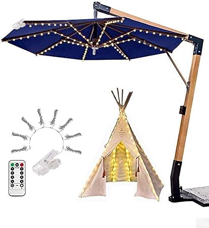 Vookry Patio Umbrella Lights 104 Led String Lights With Remote Control String Lights Battery Operated Waterproof Lighting For Patio Umbrellas Use Outdoor Camping Tents Warm White Amazon Ca Patio Lawn Garden