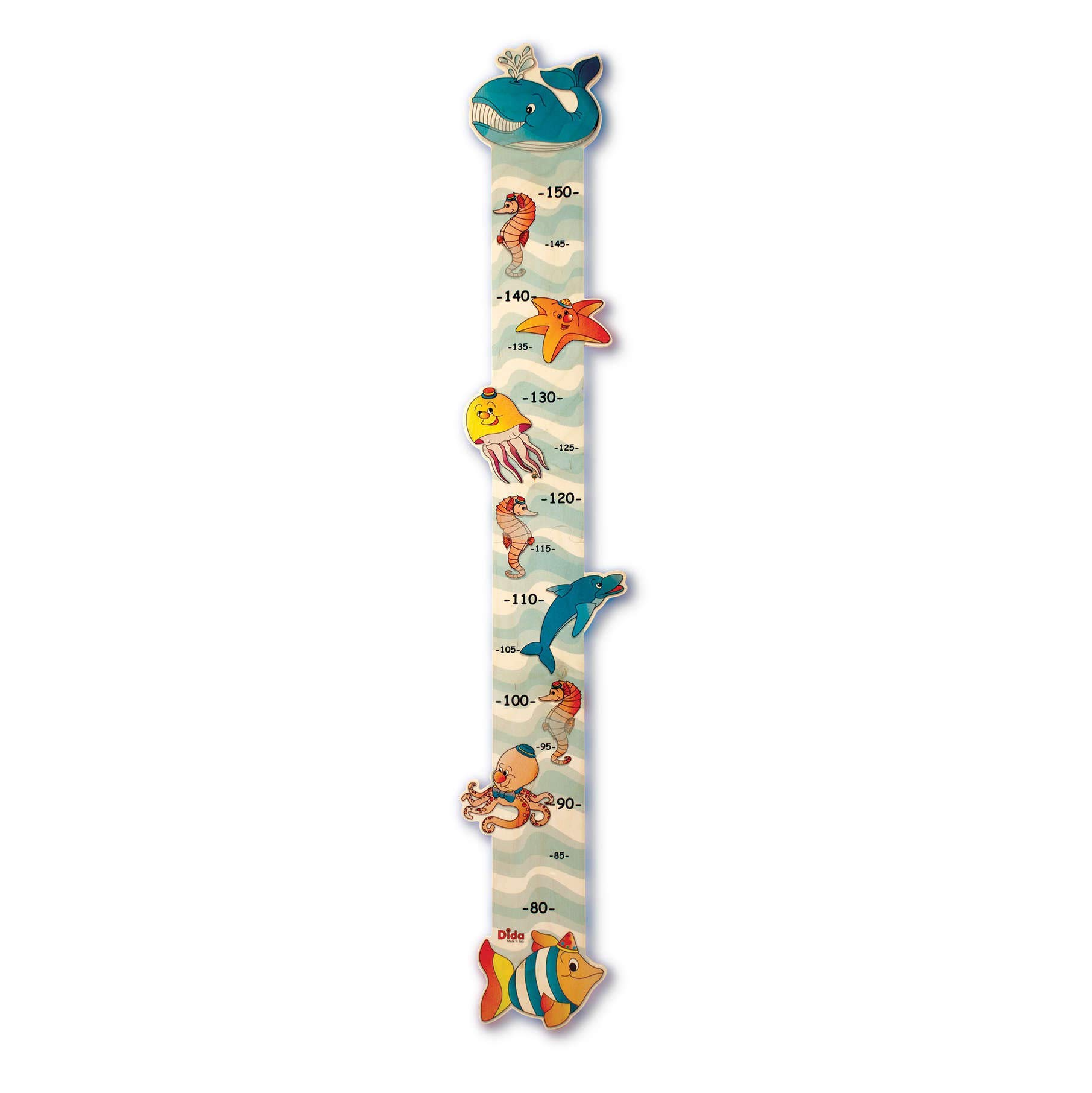 Dida - Wooden Growth Height Chart for Kids - Sea Animals