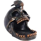 Rustic Raven Home Ashtray - Gothic Skull Head Shaped Decorative Cigarette Ashtray - Gift for Men