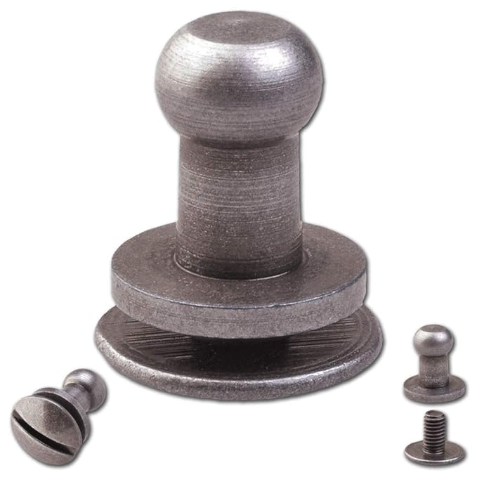 20 Knopfschraubnieten Patronentaschenverschluss Beiltaschenknöpfe Knopfnieten zum Anschrauben Pilzkopfschrauben 4,5MM nickel-