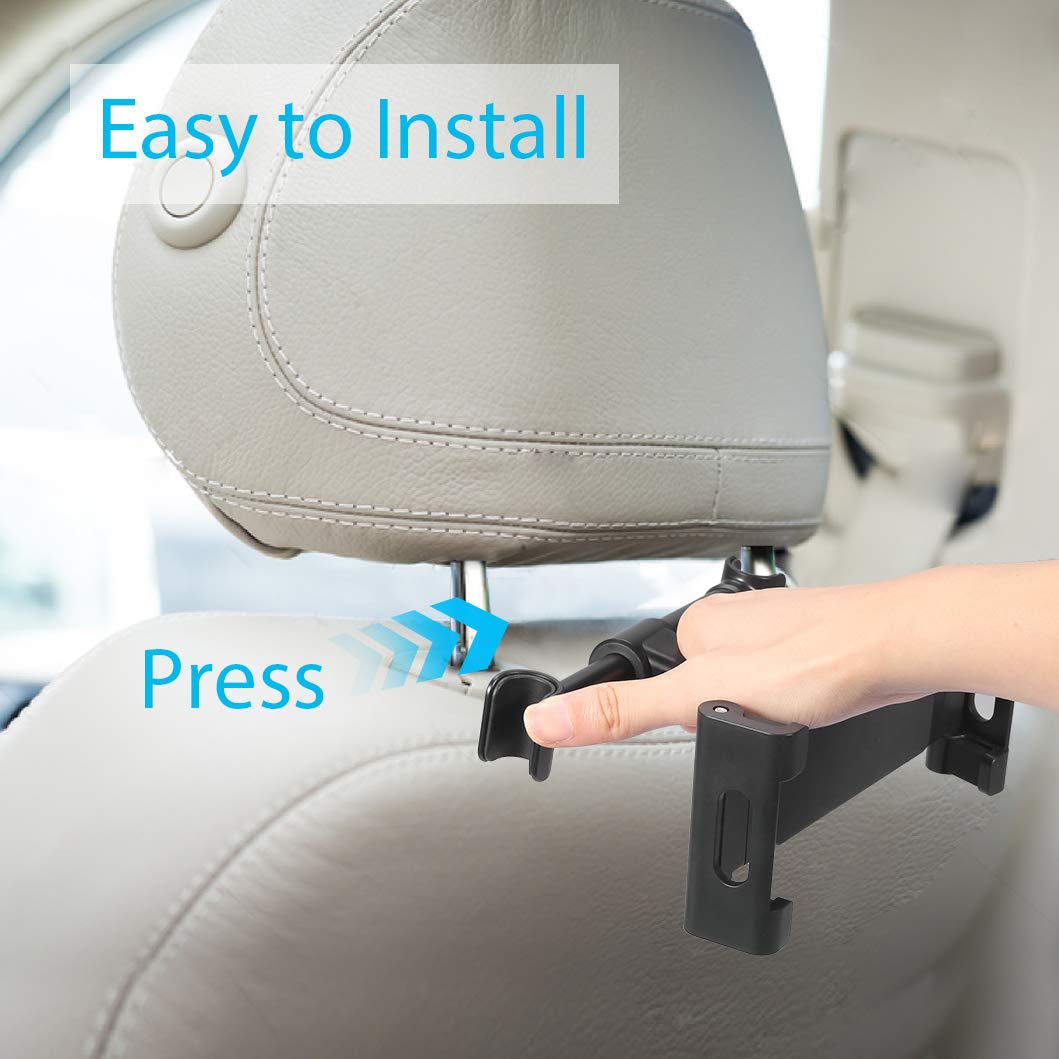 Car Headrest Mount Holder, Cookan 360° Free Rotation Tablet Holder Phone Stand Cradle Compatibility with iPad/iPhone/ Kindle Fire HD/Samsung Galaxy Tab/Note & Other 4.7\'\'-13\'\' Smartphones/Tablets