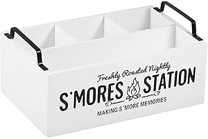 ZJRDYYK S'Mores Station - Smores Caddy & Tray, Party Station, Smore Maker Box (White)