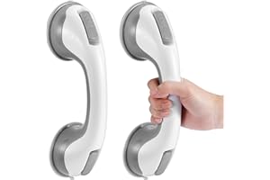 KVANT Grab Bars for Bathtubs and Showers, 12 Inch Shower Handle Strong Suction Shower Grab Bar for Shower Chair Stool, Bathroom Safety Bar for Seniors, Elderly (2 Pack)