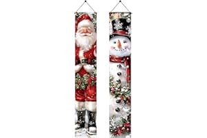 Merry Christmas Banner for Indoor/Outdoor Decoration, 2pcs Happy New Year Xmas Banner for Wall Door Backdrop Decor