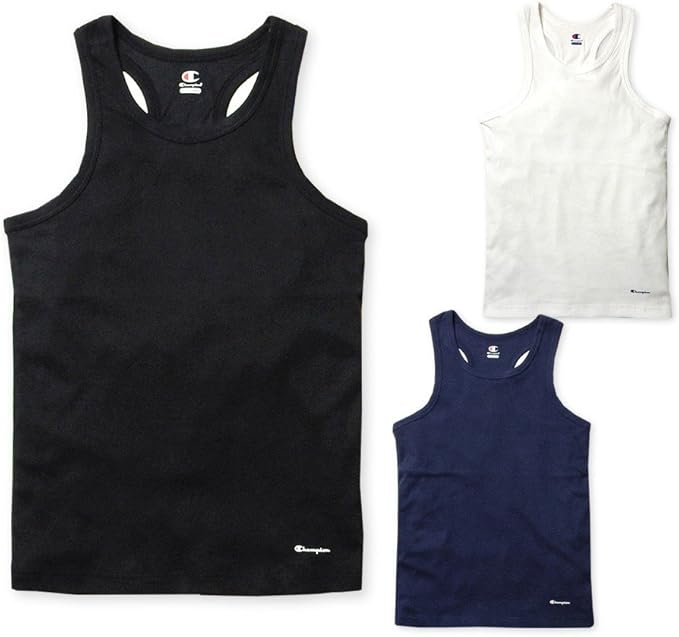 Amazon ブラック M メンズ 肌着 タンクトップ Champion チャンピオン 綿混 ダブルドライ リブ レーサーバック 無地 ロゴプリント インナー アンダーウエア 紳士 インナーシャツ 通販