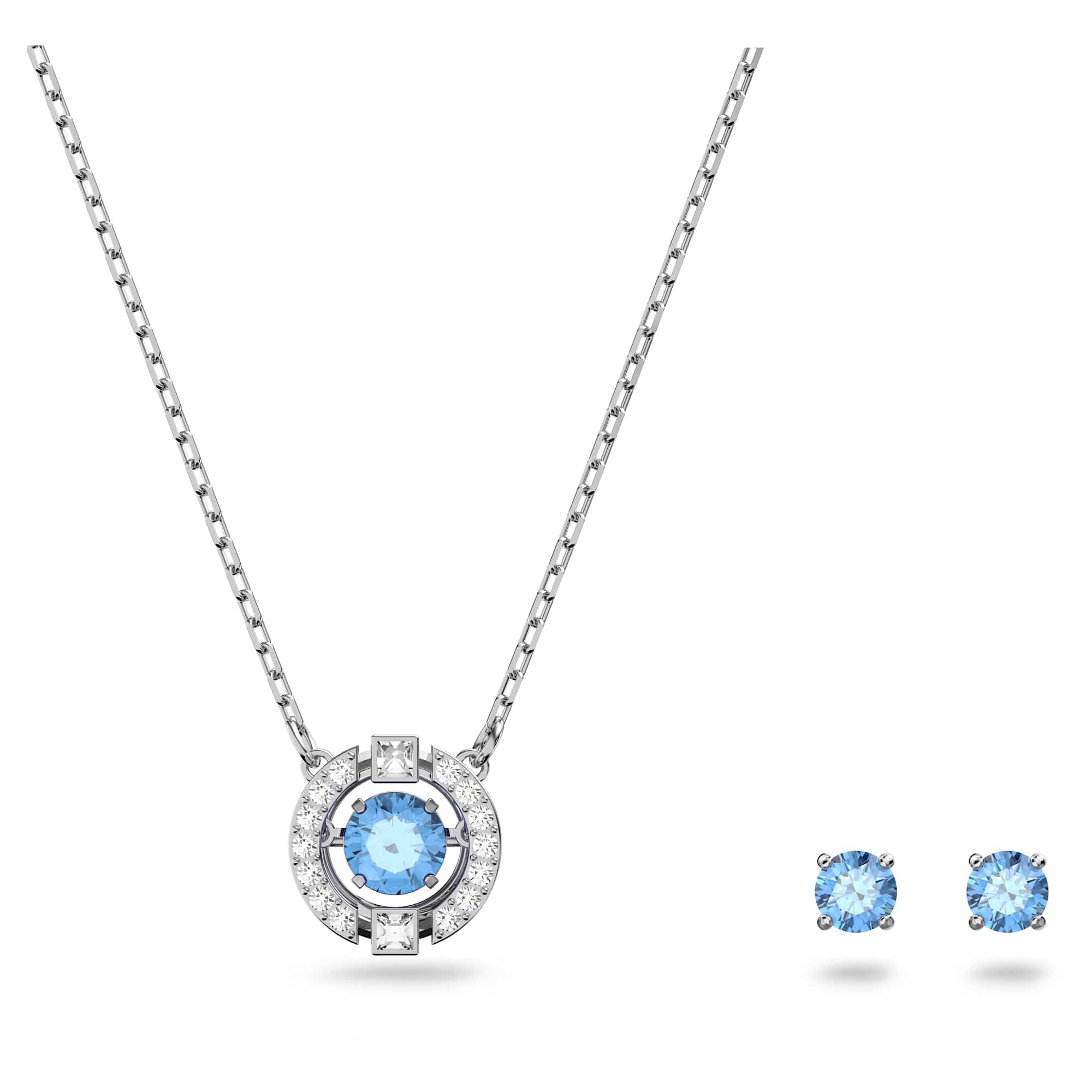 Swarovski womens Jewellery Set, Sparkling Dance Jewelry Other, Crystals,Rhodium plated,Zirconia / Blue, One Size