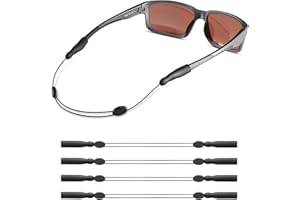 Omnful Glasses Strap -No Tail Adjustable Sunglasses & Eyeglasses Strap, Cable Straps, Eye Glasses Holders Around Neck, Lanyard for Men Women -Eyewear Retainer String, Chain (4pcs Black 14Inch)