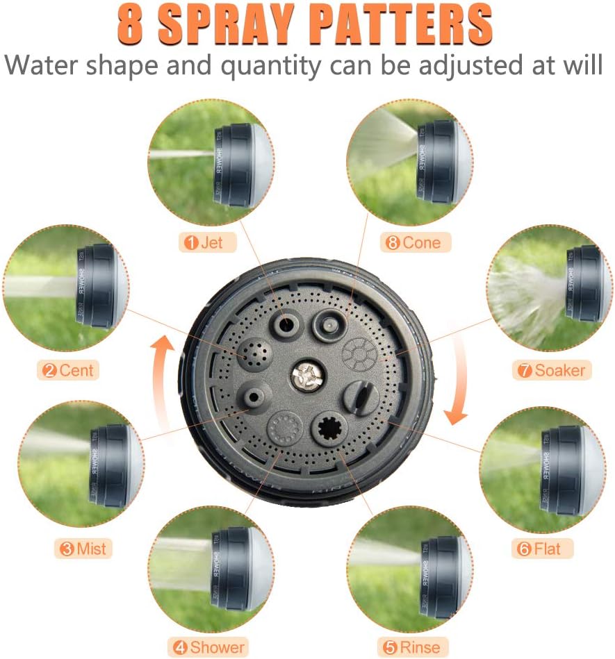 HEJUN Garden Hose Nozzle Sprayer, Hose Spray Nozzle with 8 Patterns, Water Hose Nozzle Heavy-Duty Nozzle for Hose Under High Pressure, Perfect for Watering Plants, Washing Cars and Showering Dogs & Pets : Garden & Outdoor