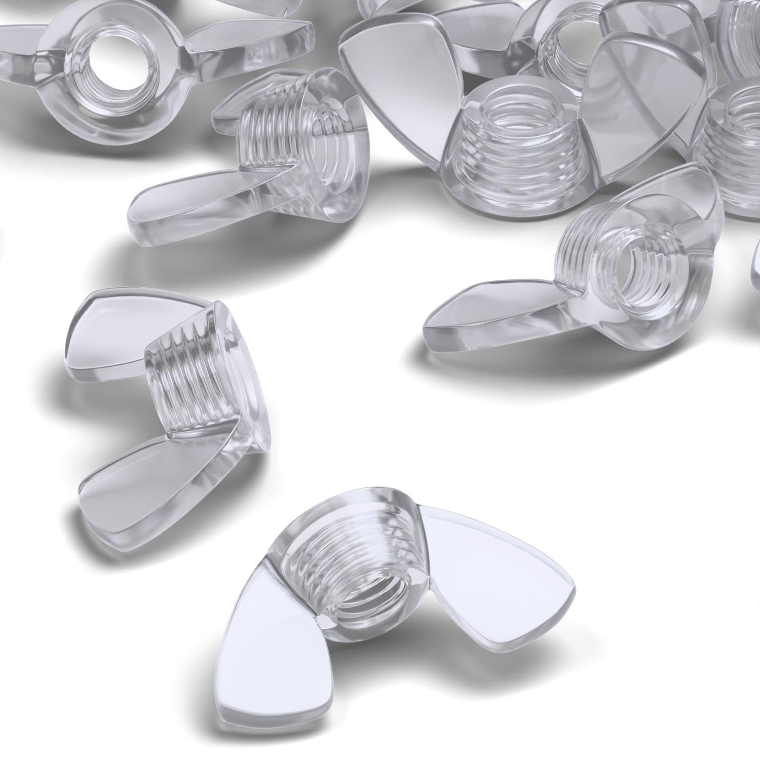 Pack of 20 Transparent Clear Plastic Acrylic M5 Butterfly, Wing Nuts-Acrylic Plastic Screws