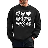 Zeiyignr Valentines Day Sweatshirts for Men Funny Love Heart Graphic Crewneck Pullover Sweatshirt Long Sleeve Valentine Shirt