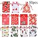 Funkprofi 50 PCS 4x6 Inches Mixed Color Christmas Organza Gift Bags with Drawstring, Jewelry Candy Bags for Wedding Party, Including Patterns of Santa Claus, Christmas Stockings, Christmas Hats etc.