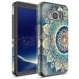 Galaxy S8 Active Case, Rosebono Hybrid Dual Layer Shockproof Hard Cover Graphic Fashion Cute Colorful Silicone Skin for Samsung Galaxy S8 Active (Green Mandala)