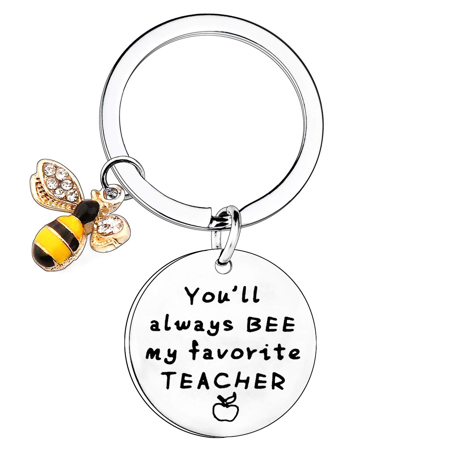 MADHAHEFU Teacher Keyring Teacher Appreciation Gift Teacher's Day Jewellery You'll Always Bee My Favorite Teacher Keychain (Style1)