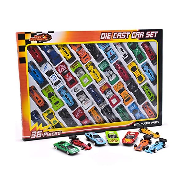 36 Piece Die Cast Metal Toy Cars Diecast Mini Racing Vehicles for Kids, Convertibles, F1, Sports Cars, Model Collector…