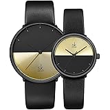 SHENGKE His Hers Couple Watch Gift Set,Valentines Romantic Lovers Watch for Man Woman Leather Strap,Set of 2