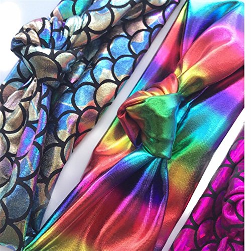 Mwfus Baby Kids Girls Mermaid Fish Scales Headdress Knot Turban Headband Hairband Headwear